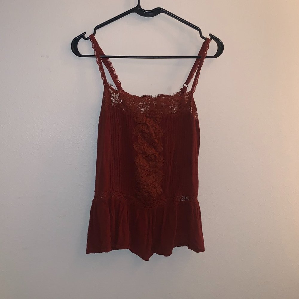 Red Lace Detail Tank Top